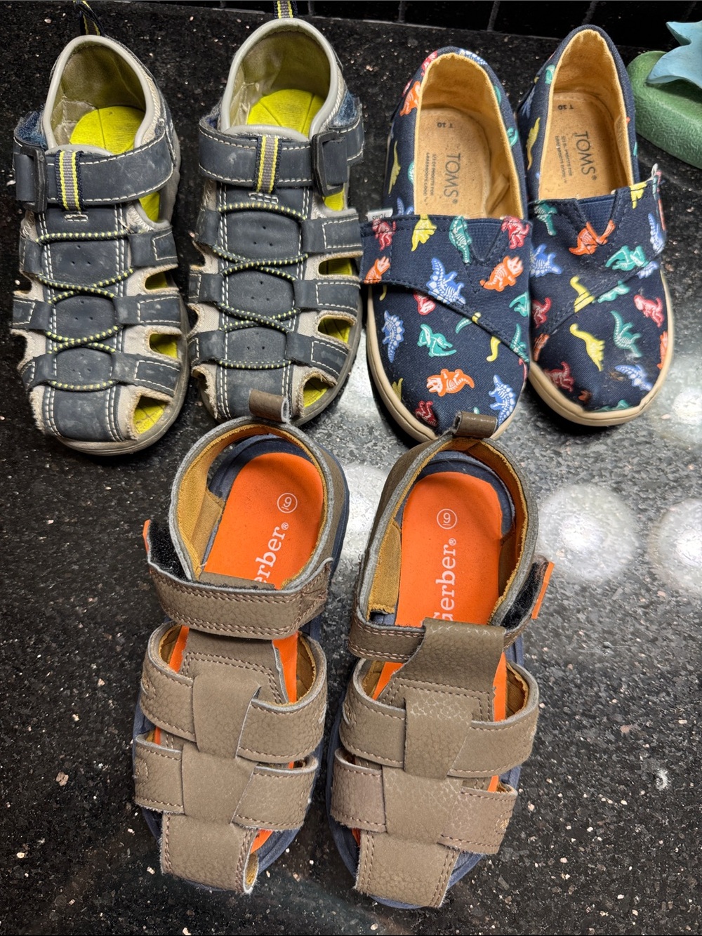 Toms Navy Slip-On Kids Shoes with Colorful Dinosaur Print